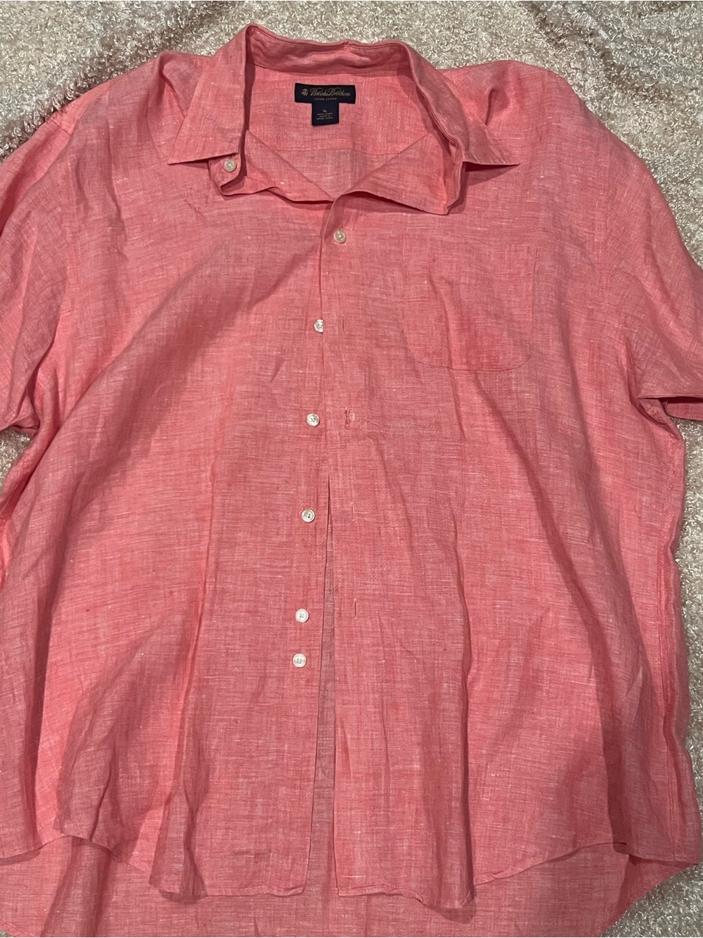 Men's Coral Linen Button-Down Shirt